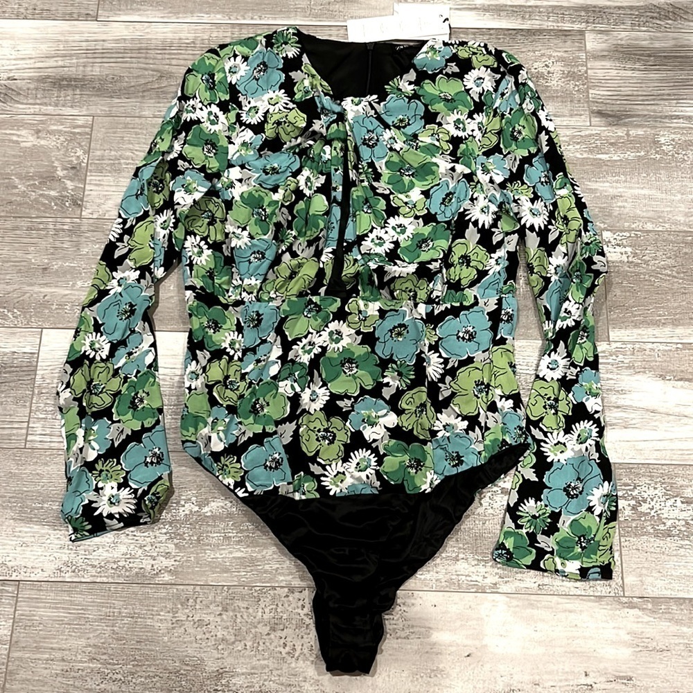 Zara Draped Floral Bodysuit - Picture 6 of 11
